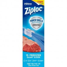 Ziploc(20cmx14.9cmx4.7cm)Freezer Quart Slider Storage Bags with Power Shield Technology 15 Count